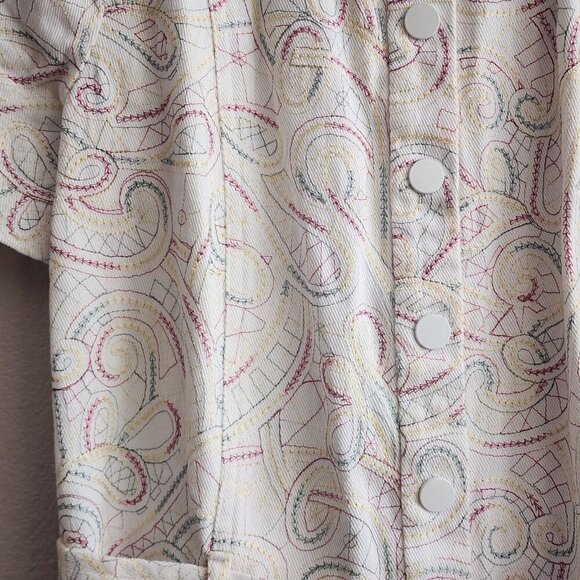 Shoshanna Pants - Shoshanna Romper Womens 4 White Multicolor Paisley Short Sleeve Belted Pockets